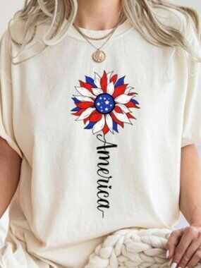 America Sunflower Shirt, USA Flag Flower Shirt, American Gift